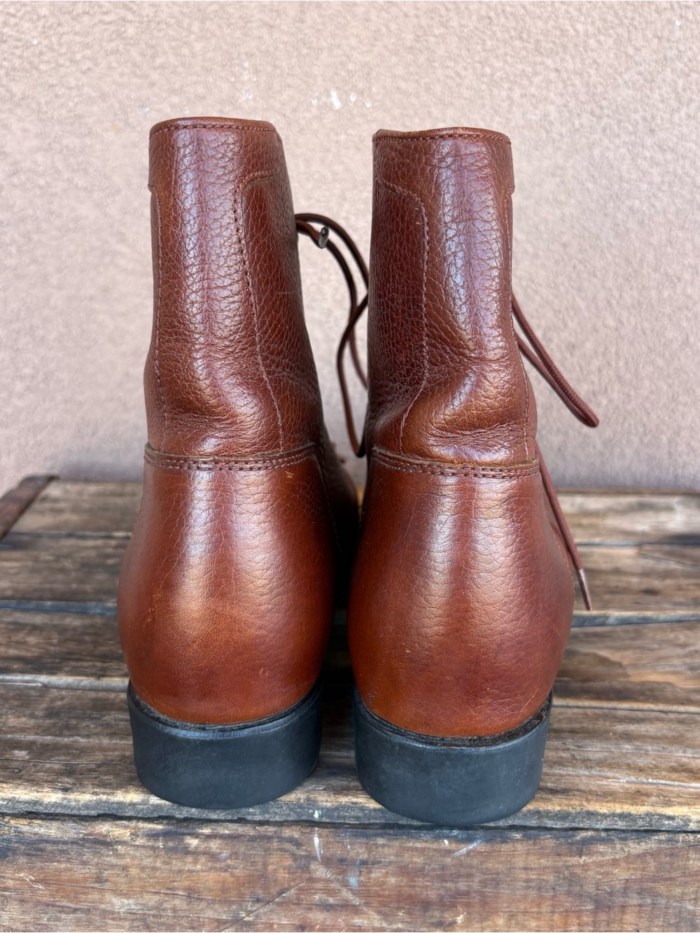 Vintage Ariat Brown Leather Kiltie Lace Up Roper Boot - Picture 4 of 8